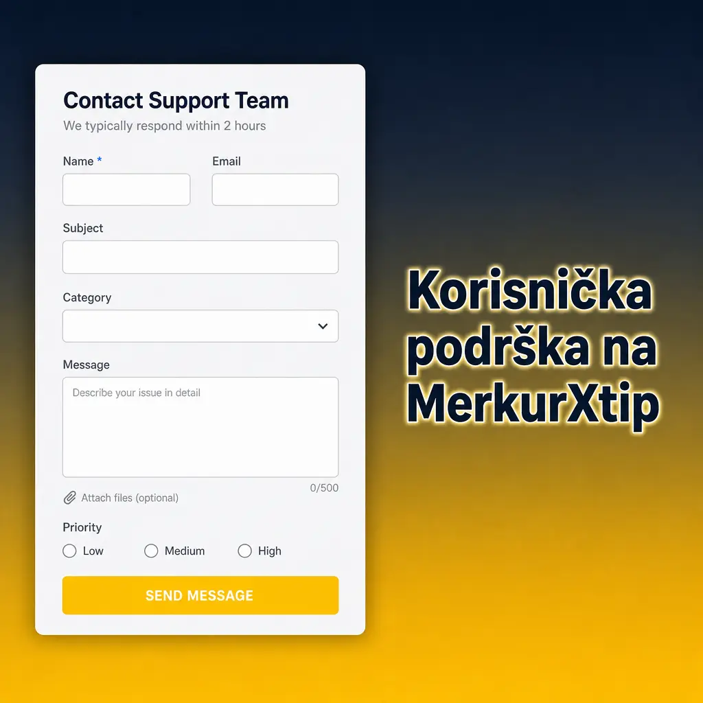 Korisnička podrška MerkurXtip: live chat, e-mail i telefon dostupni 24/7 za pitanja o nalogu, uplatama i isplatama.
